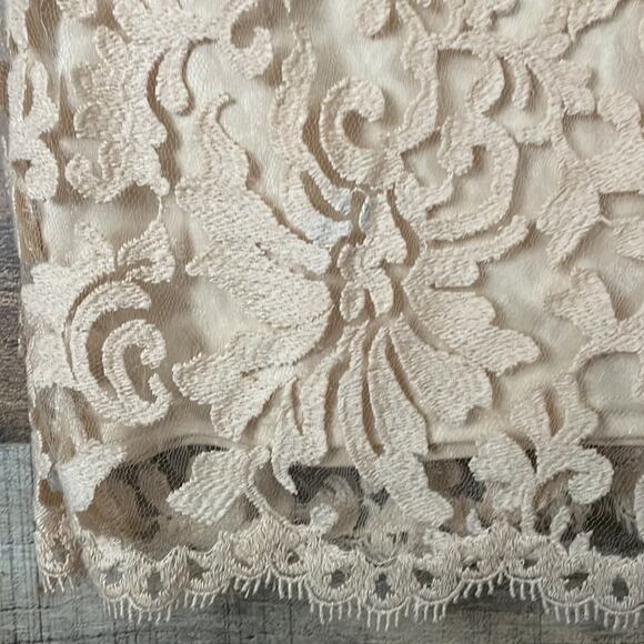 Tadashi Shoji Primrose Embroidered Lace Sheath Cocktail Dress Ivory Nude Size 6 - Picture 6 of 15